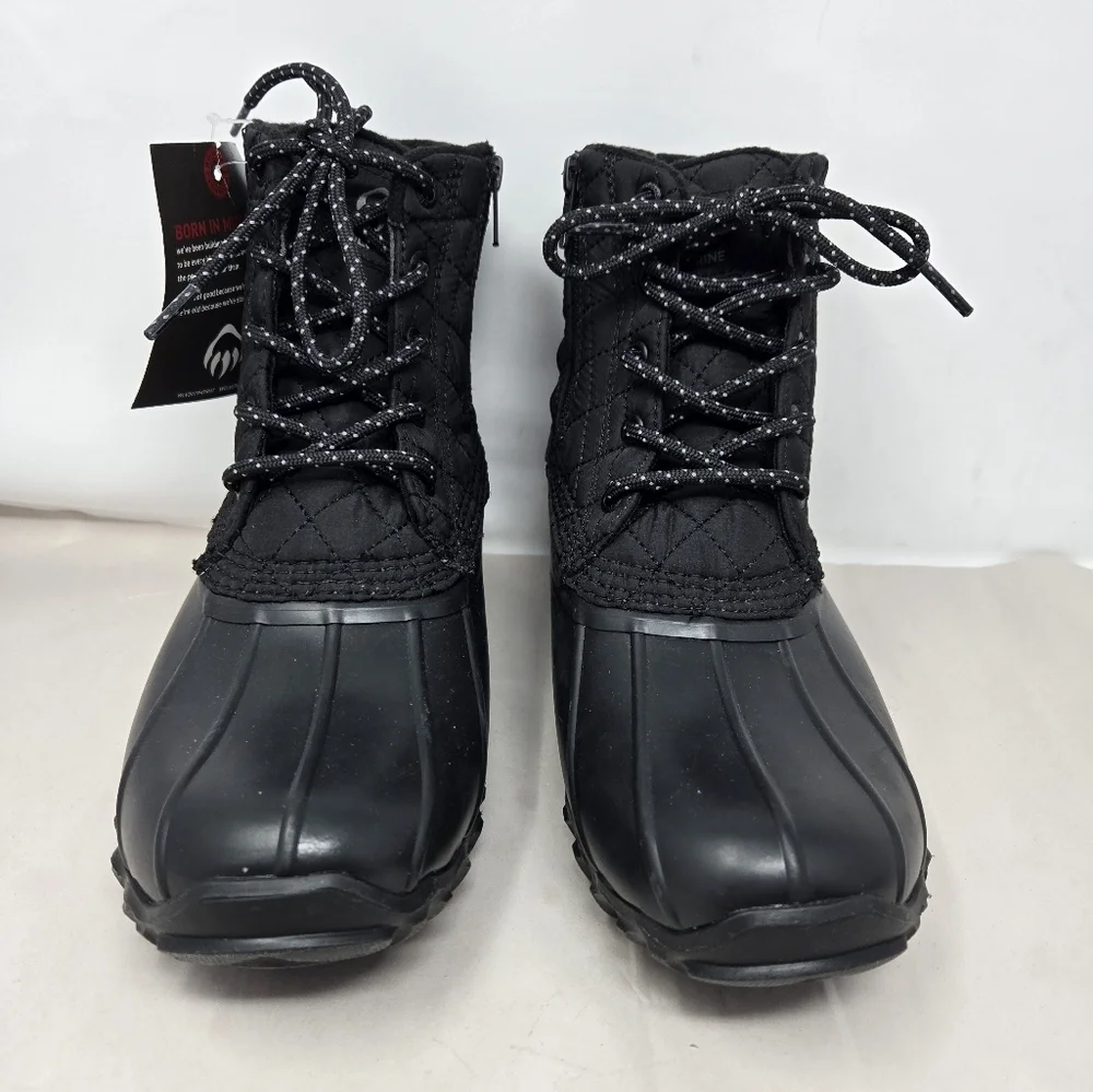 Wolverine Womens Winter Boots Sz 9.5M Waterproof Lace-Zip Up Quilted Nylon Black